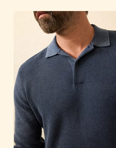 Long Sleeve Sunwashed Sweater Polo