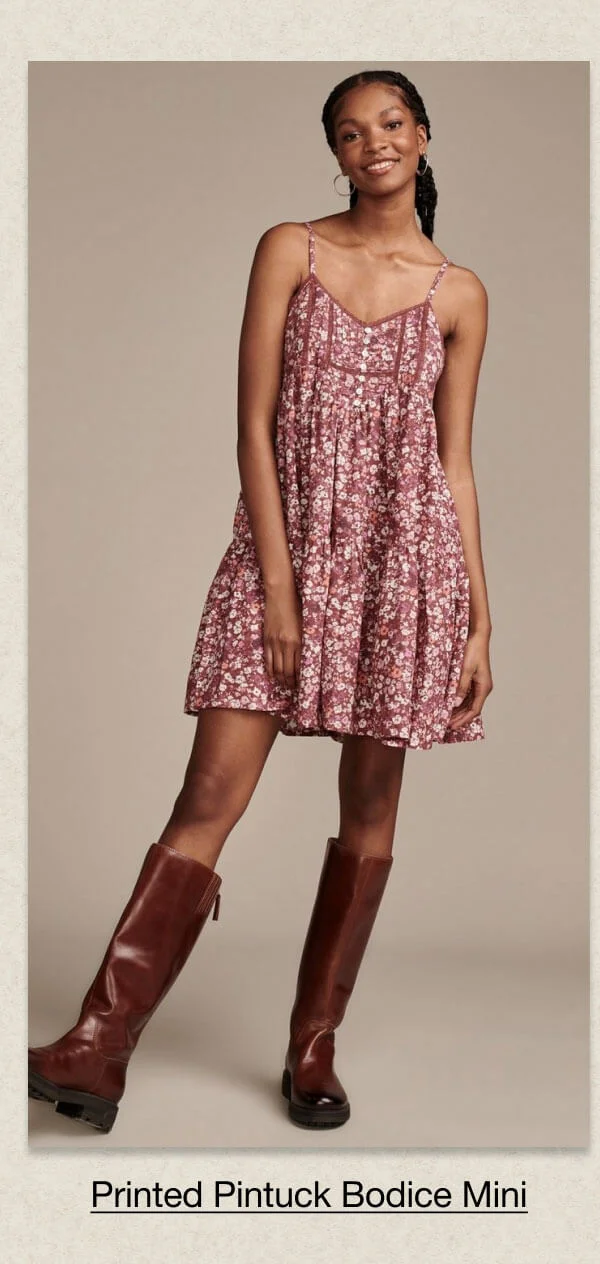 Printed Pintuck Bodice Mini