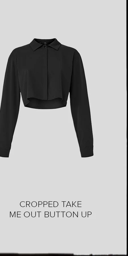 CROPPED TAKE ME OUT BUTTON UP