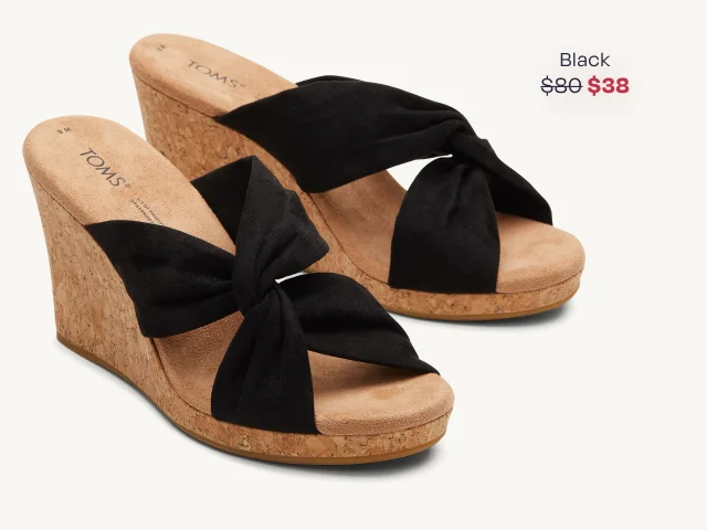 Serena Cork Wedge Black Sandal - Image