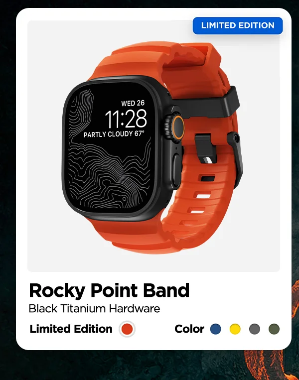 Shop Magma Rocky Point Band in Black Titanium Hardware. Limited Edition. Also available in Atlantic Blue, Sol, Storm, and Forest Green colorways