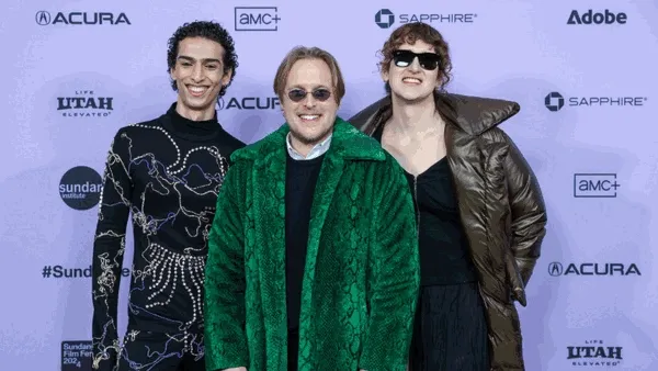 Rotating GIF of Day 1's Festival moments: the Stress Positions Cast in front
of a step and repeat; two volunteers cheering in front of the Ray; Jay Ellis and Pedro Pascal at a press line; Jason Blum, Joana Vicente, Eugene Hernandez, and Kim Yutani at Sundance Scoop; Jesse Eisenberg and Kristen Stewart at the Opening Night Gala.