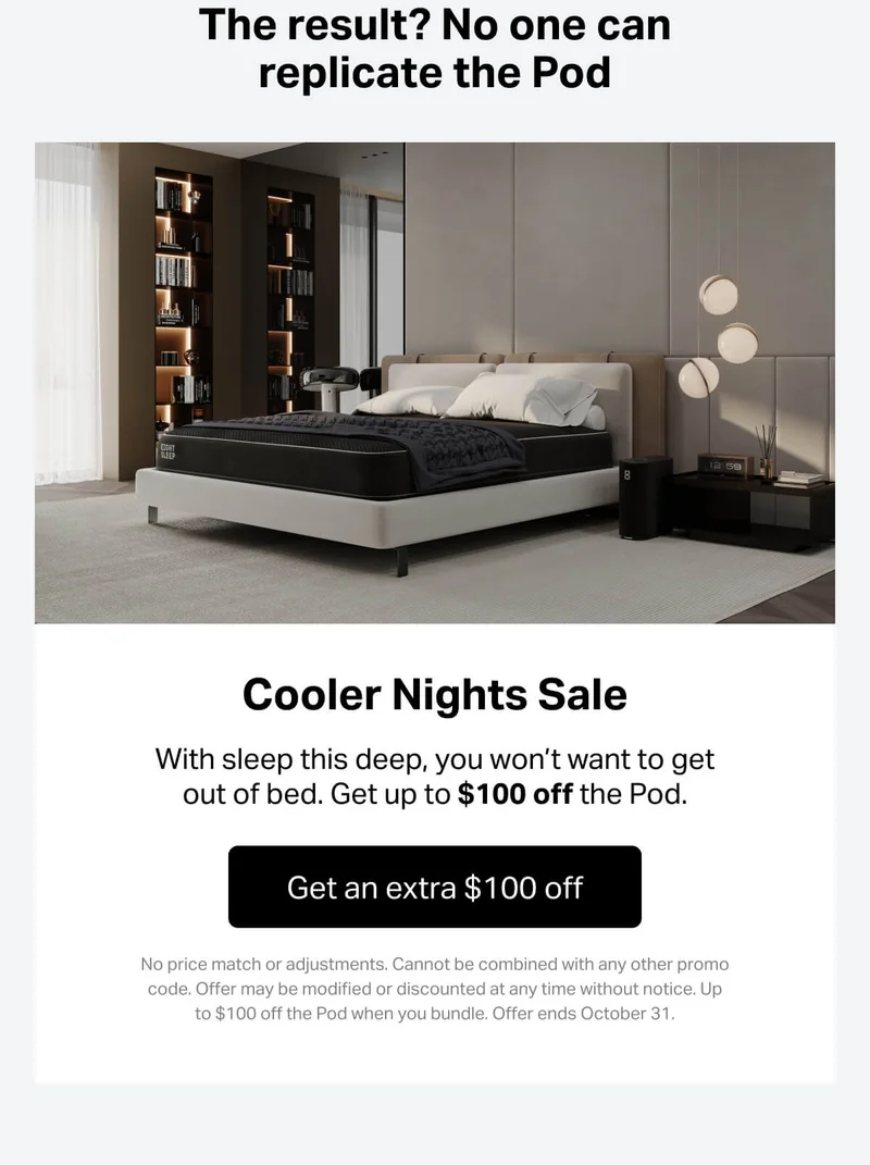 With sleep this deep, you won’t want to get out of bed. Get up to $100 off the Pod.