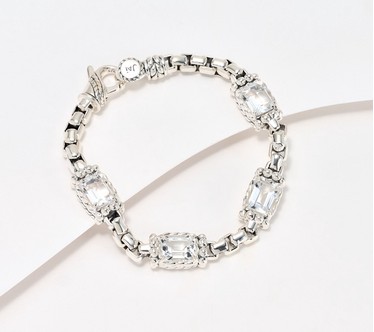 JAI Sterling Silver 8 cttw Gemstone 5.3mm Box Chain Bracelet