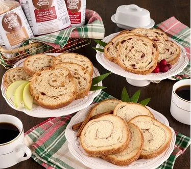 Jenny Lee (6) 9 oz Cinnamon Swirl Holiday Favorites Demi Loaves w/ Tongs