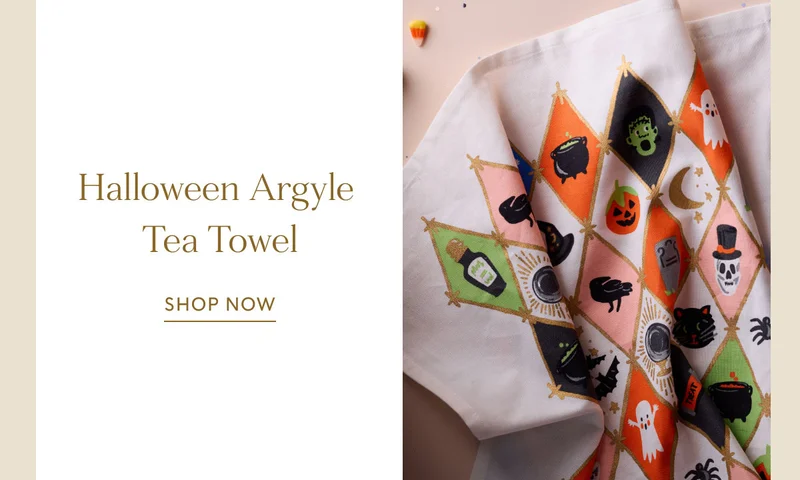 Halloween Argyle  Tea Towel shop NOW