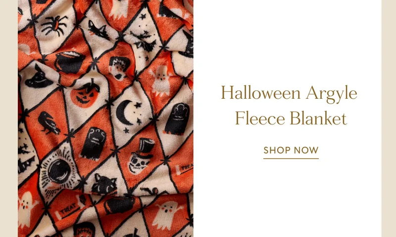 Halloween Argyle  Fleece Blanket shop NOW