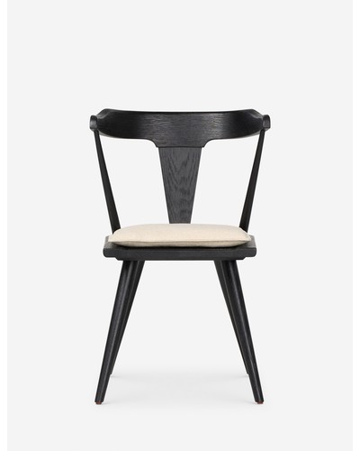 Lawnie Dining Chair-Black and Natural Linen Weave