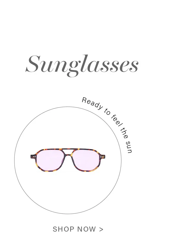 Tortoise shell geometric sunglasses with pink lenses. Shop stylish new frames for sun protection now.