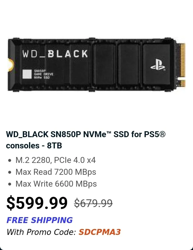 WD_BLACK SN850P NVMe™ SSD for PS5® consoles - 8TB