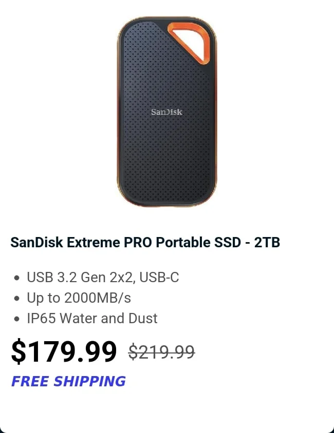 SanDisk Extreme PRO Portable SSD - 2TB