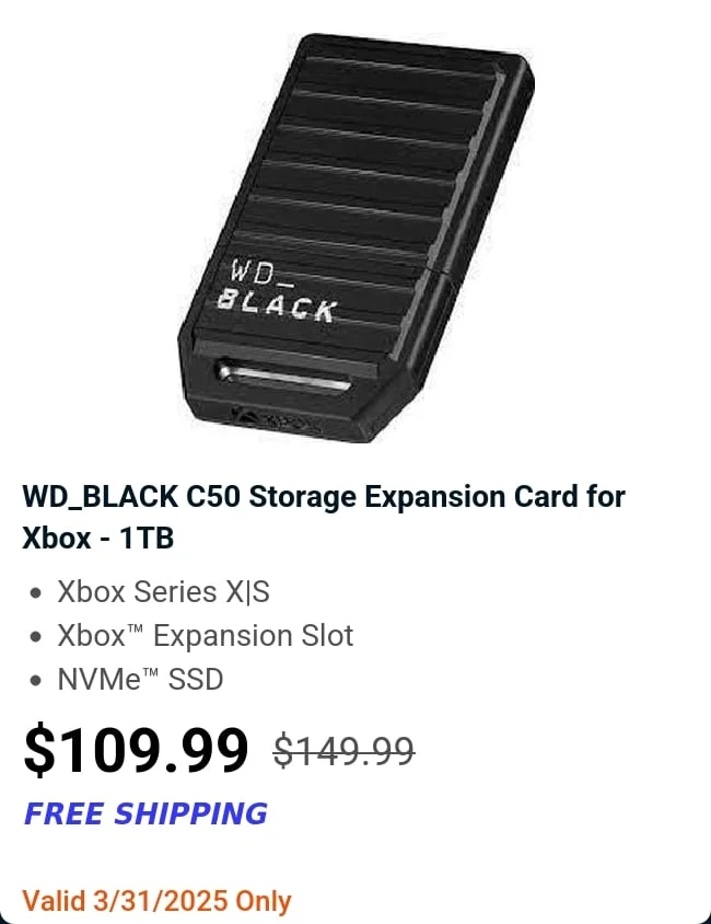 WD_BLACK C50 Storage Expansion Card for Xbox - 1TB