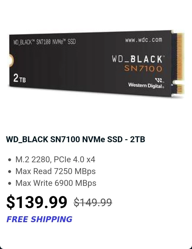 WD_BLACK SN7100 NVMe SSD - 2TB