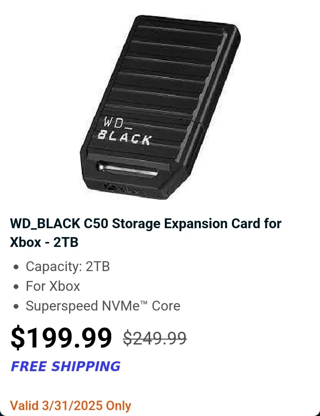WD_BLACK C50 Storage Expansion Card for Xbox - 2TB