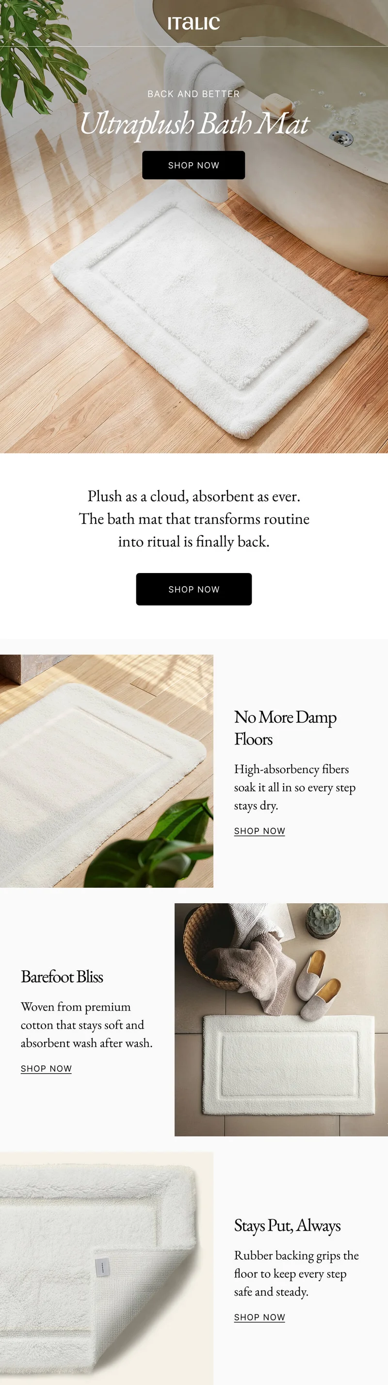 Italic | Life is Luxury | BACK AND BETTER Ultraplush Bath Mat SHOP NOW
