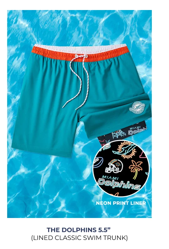 Lined Classic Swim Trunk: The Dolphins 5.5"