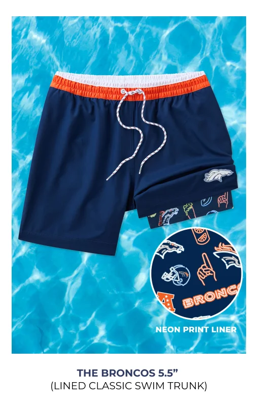 Lined Classic Swim Trunk: The Broncos 5.5"