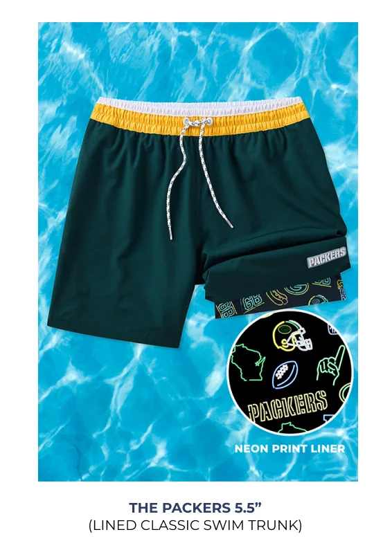 Lined Classic Swim Trunk: The Packers 5.5"
