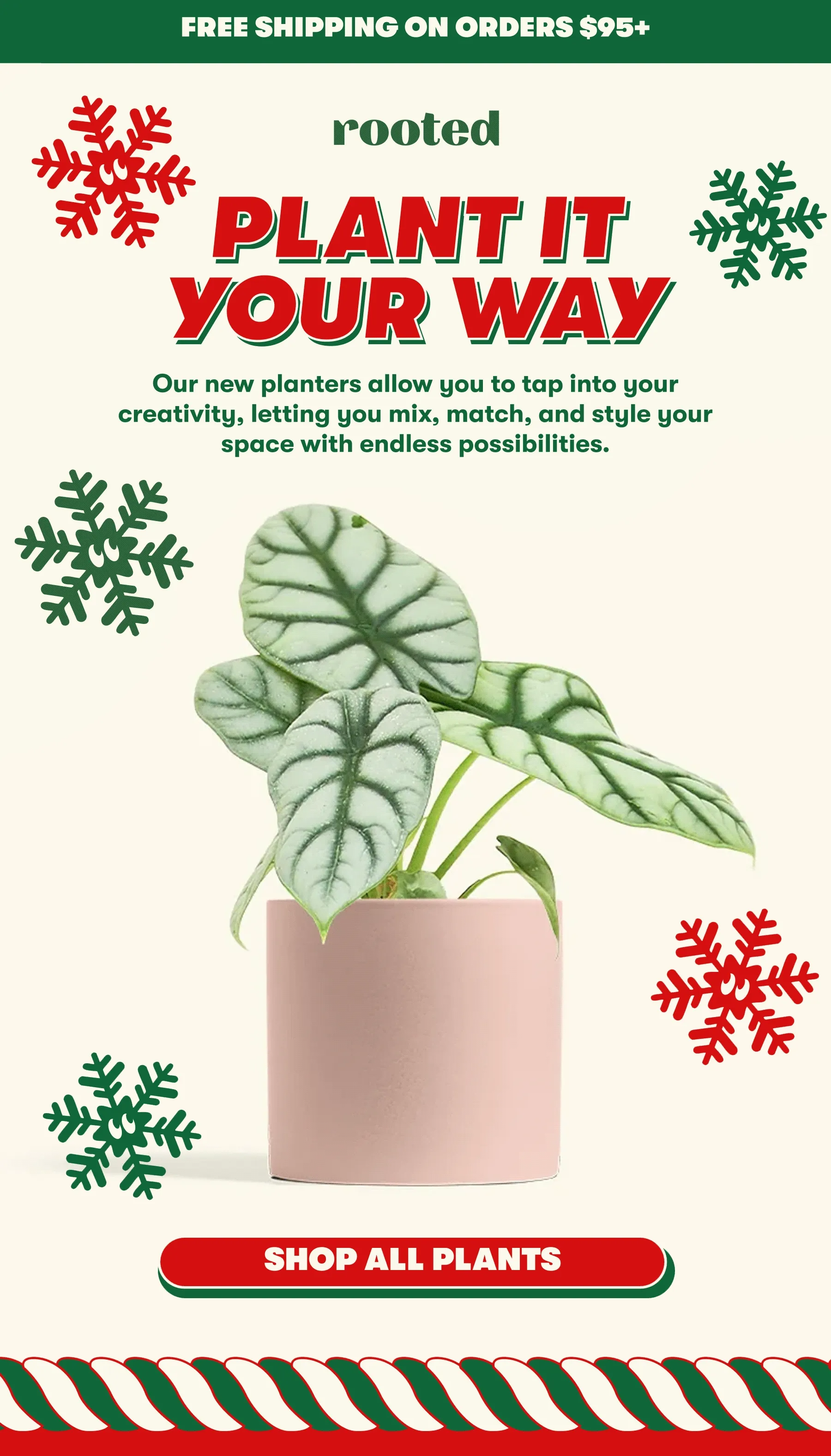 FREE SHIPPING ON ORDERS $95+ PLANT IT YOUR WAY Our new planters allow you to tap into your creativity, letting you mix, match, and style your space with endless possibilities. [SHOP ALL PLANTS]