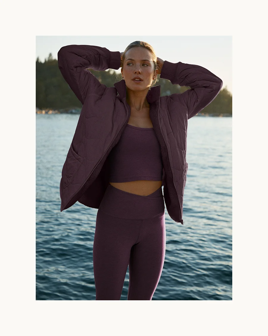 2-Way Quilted Jacket in Eggplant Purple