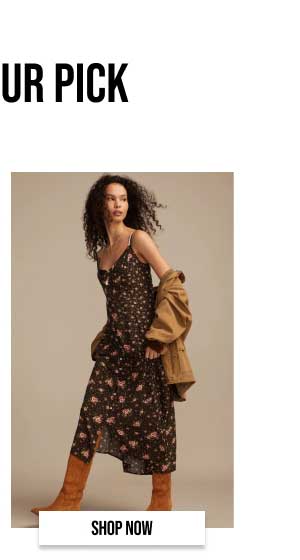 Shop print mix button through midi dress