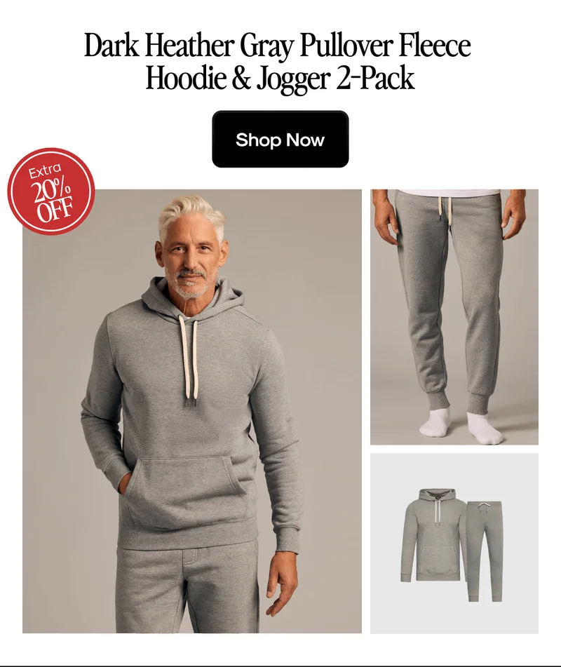 Dark Heather Gray Pullover Fleece Hoodie & Jogger 2-Pack