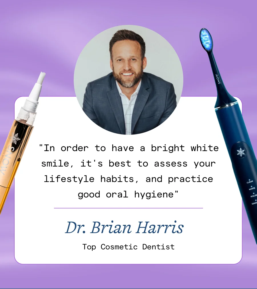 "In order to have a bright white smile, it's best to assess your lifestyle habits, and practice good oral hygiene" - Dr. Brian Harris