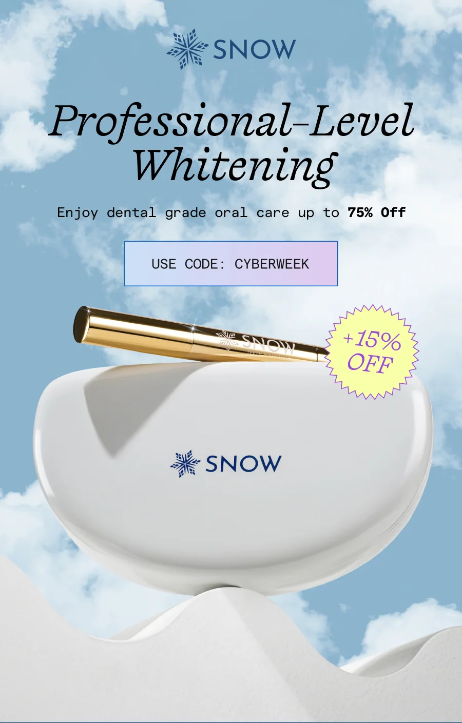 Professional-level whitening. Enjoy dental grade oral care up to 75% off! Use Code CYBERWEEK.