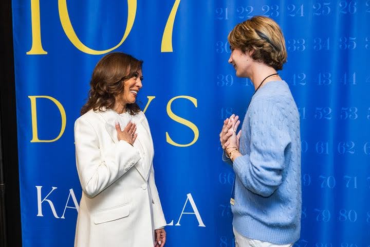 Kamala Harris and tour attendee Kamala Harris and tour attendee