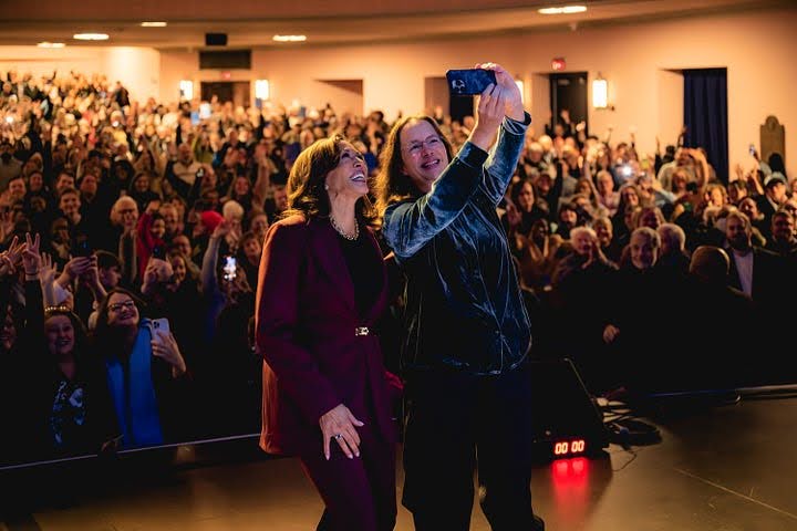 Kamala Harris and tour attendee Kamala Harris and tour attendee