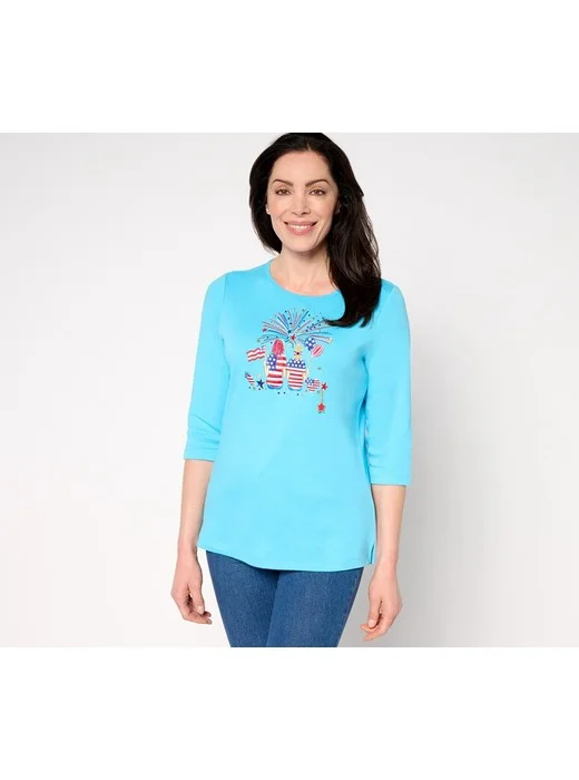 Quacker Factory Charm School 3/4 Sleeve Top