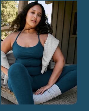 Spacedye Slim Racerback Cropped Tank in Blue Gem Heather