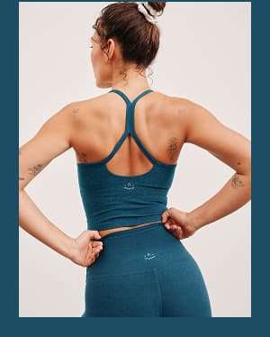 Spacedye Slim Racerback Cropped Tank in Blue Gem Heather