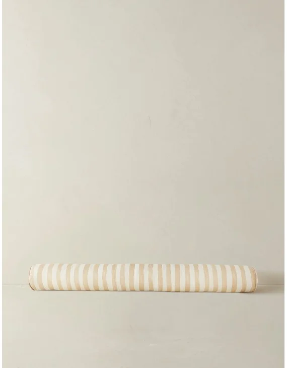 Painterly Stripe Linen Long Bolster Pillow by Sarah Sherman Samuel-Natural and Ivory