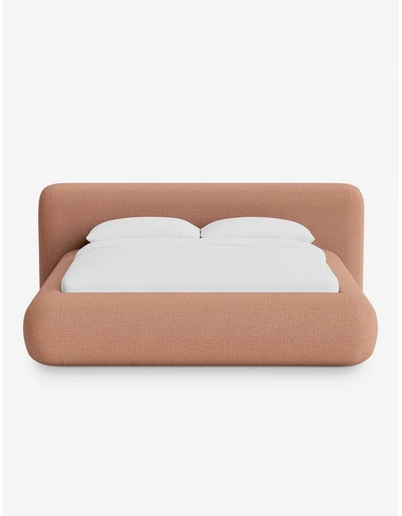 Penley Rounded Platform Bed - Blush Performance Linen / Cal King