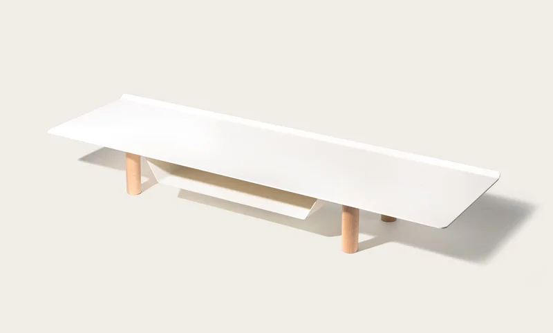 Image of Gather Large Monitor Stand (White/Maple)