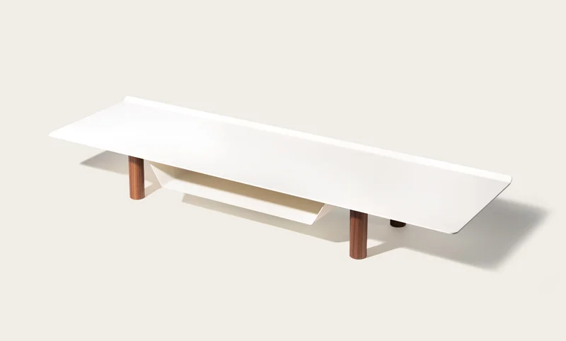 Image of Gather Large Monitor Stand (White/Walnut)