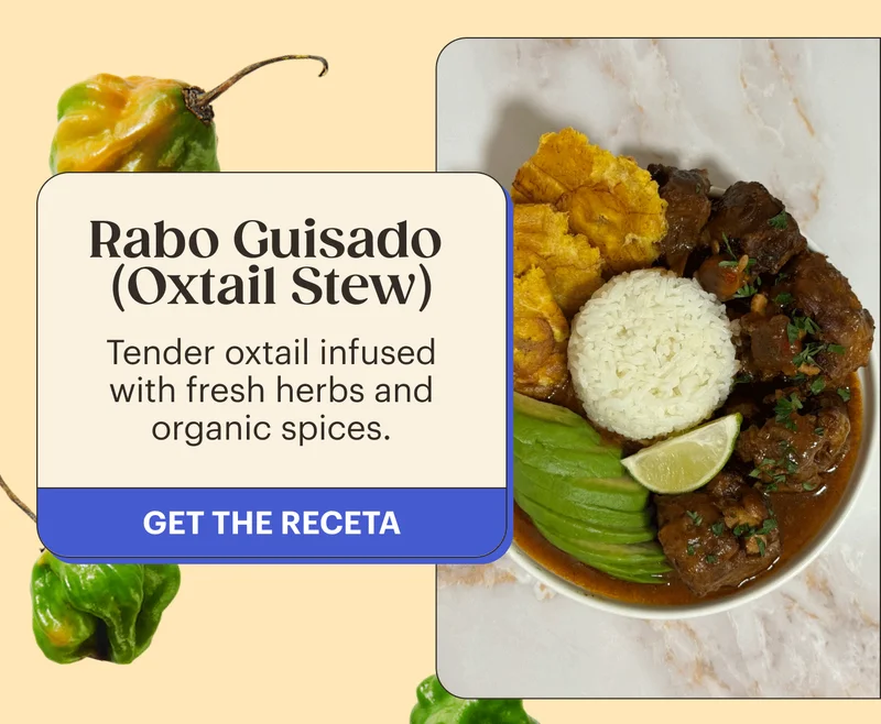 Rabo Guisado (Oxtail Stew) Tender oxtail infused with fresh herbs and organic spices. GET THE RECETA