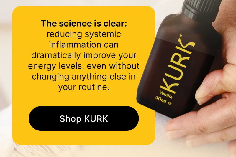 The science is clear: reducing systemic inflammation can dramatically improve your energy levels, even without changing anything else in your routine. [Shop KURK]