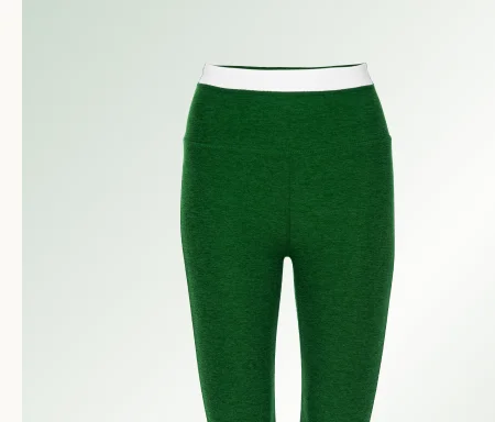 Spacedye Trophy High Waisted Midi Legging in Summer Thyme Green/Cloud White