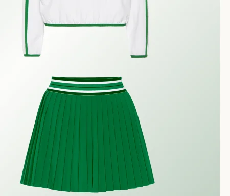 If You Pleats Tipped Elastic Mini Skirt in Home Court Green