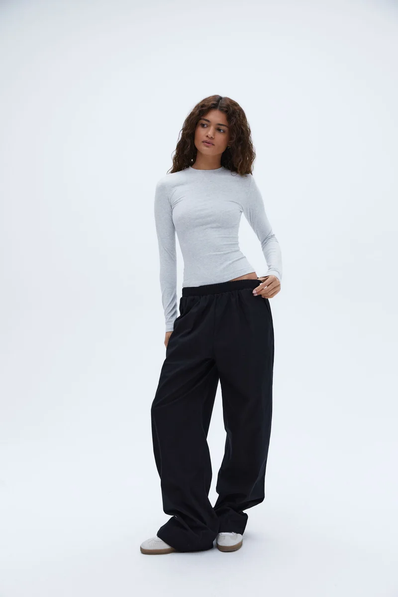 Image of Cotton Pull on Pants - Black