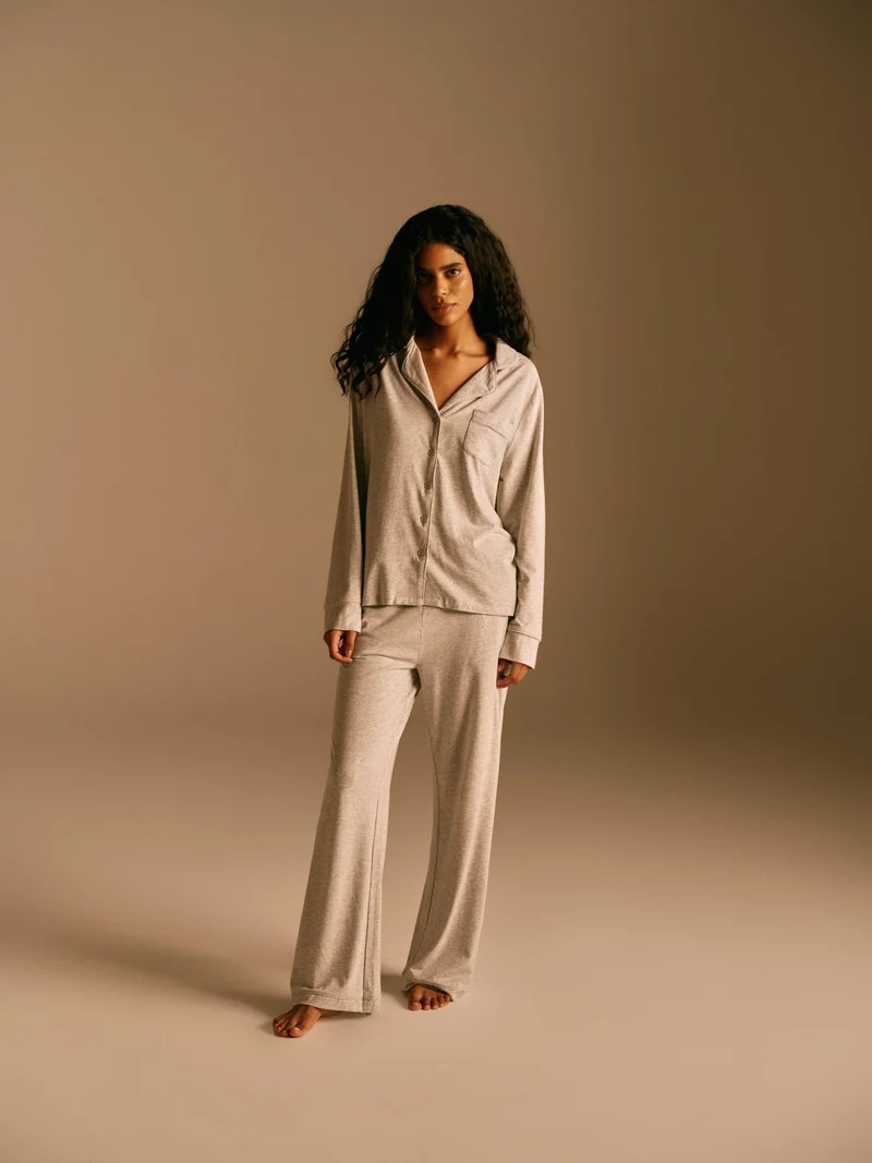 Image of Modal Pyjama Pant - Light Grey Melange