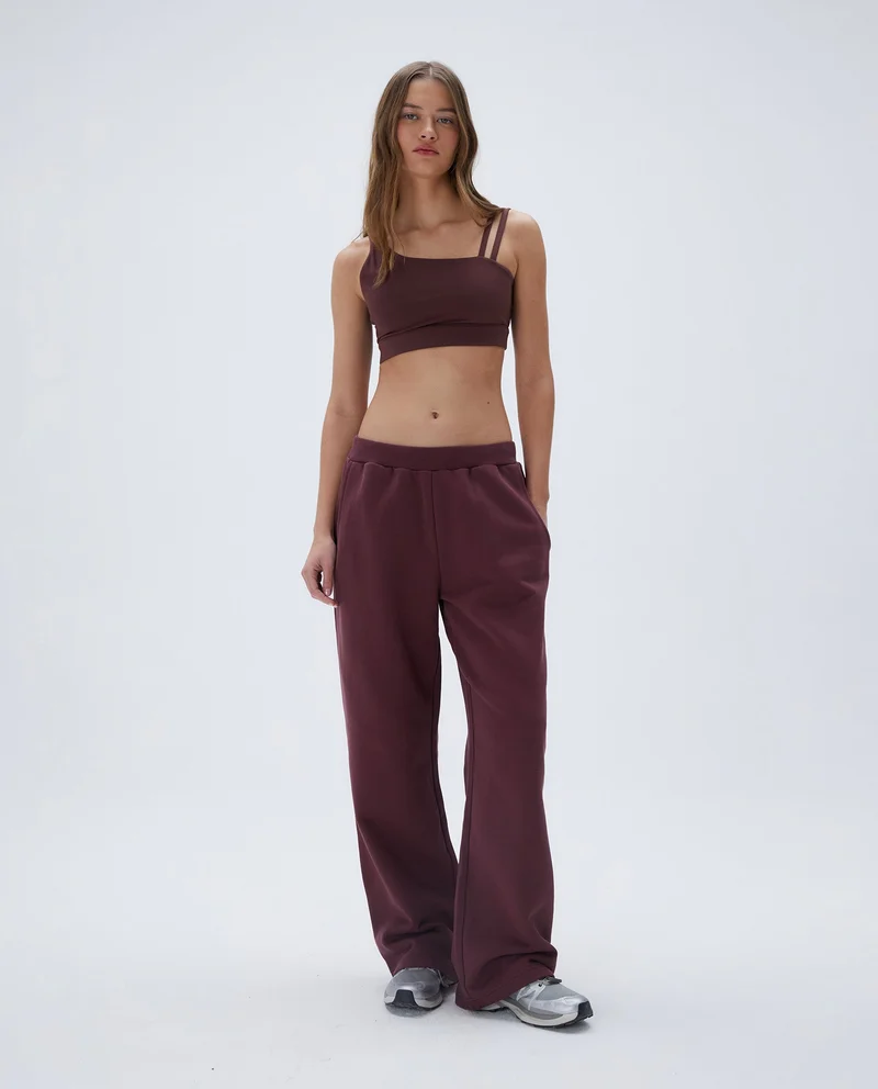 Image of Low Rise Straight Leg Sweatpants - Burgundy