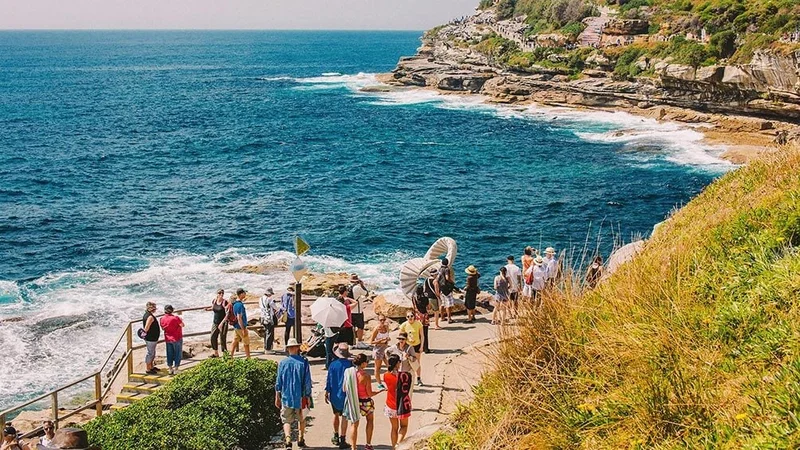 Image description: People on coastal walk from Bondi, Australia