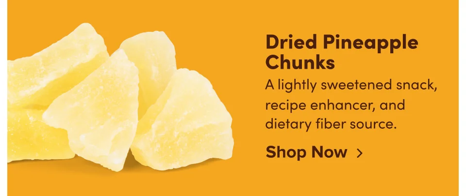 Dried Pineapple Chunks: A lightly sweetened snack, recipe enhancer, and dietary fiber source; Shop now