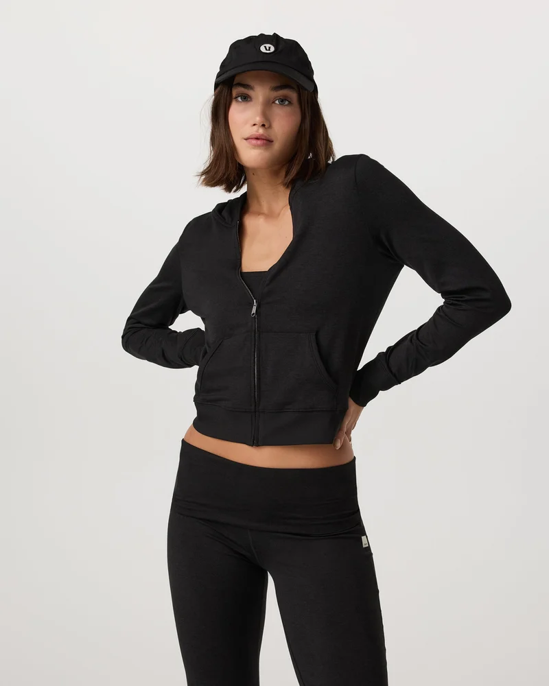 Image of Halo Mini Full Zip Hoodie | Black Heather