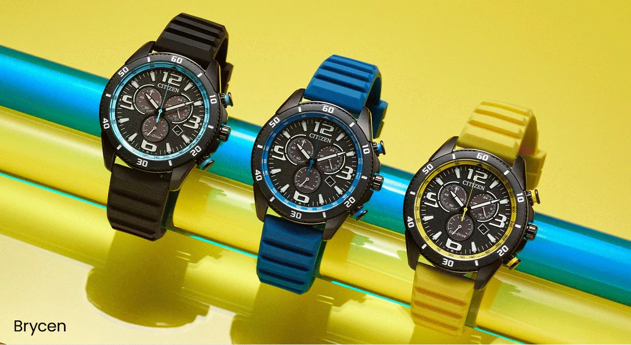 Animated tabletop photography of watches from Brycen and Promaster Dive collection