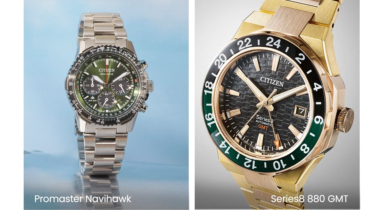 Close up images of the Promaster Navihawk and Series8 880 GMT