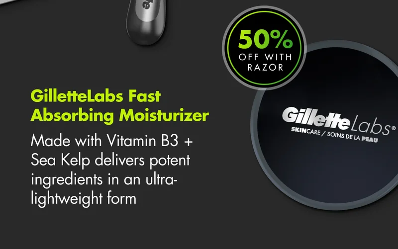 GilletteLabs Fast Absorbing Moisturizer - Made with Vitamin B3 + Sea Kelp delivers potent ingredients in an ultra-lightweight form